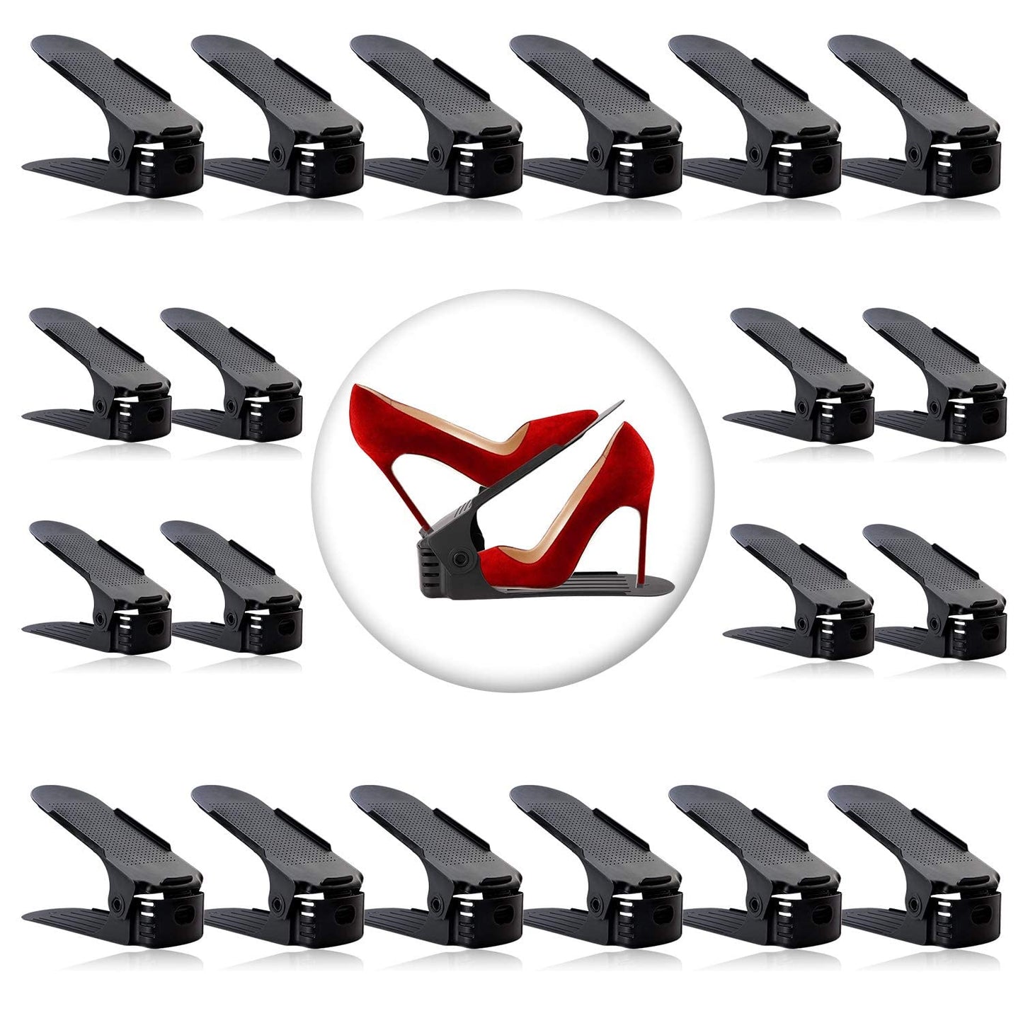Neprock Shoe Slots Organizer, 20 Pack Adjustable Shoe Rack Stacker Storage Space Saver, Double Deck Shoe Rack Holder for Closet Organization (White)