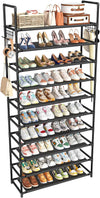 Simple Trending Tall Shoe Rack Storage Holds 40 Pairs, 10 Tier Shoe Organizer Shelf Large Capacity for Entryway Closet, Black