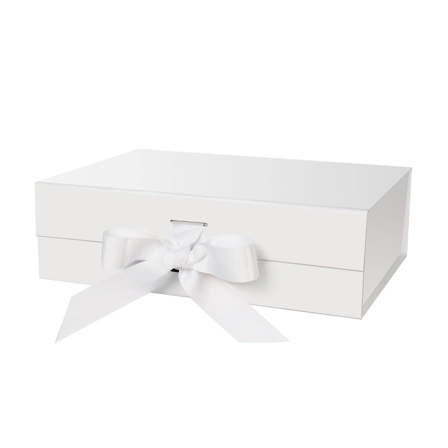 DaiJoob Gift Box with Lid for Presents 10.5x7.5x3.1 Inches with Ribbon and Magnetic Closure(1-Pack) (Black)