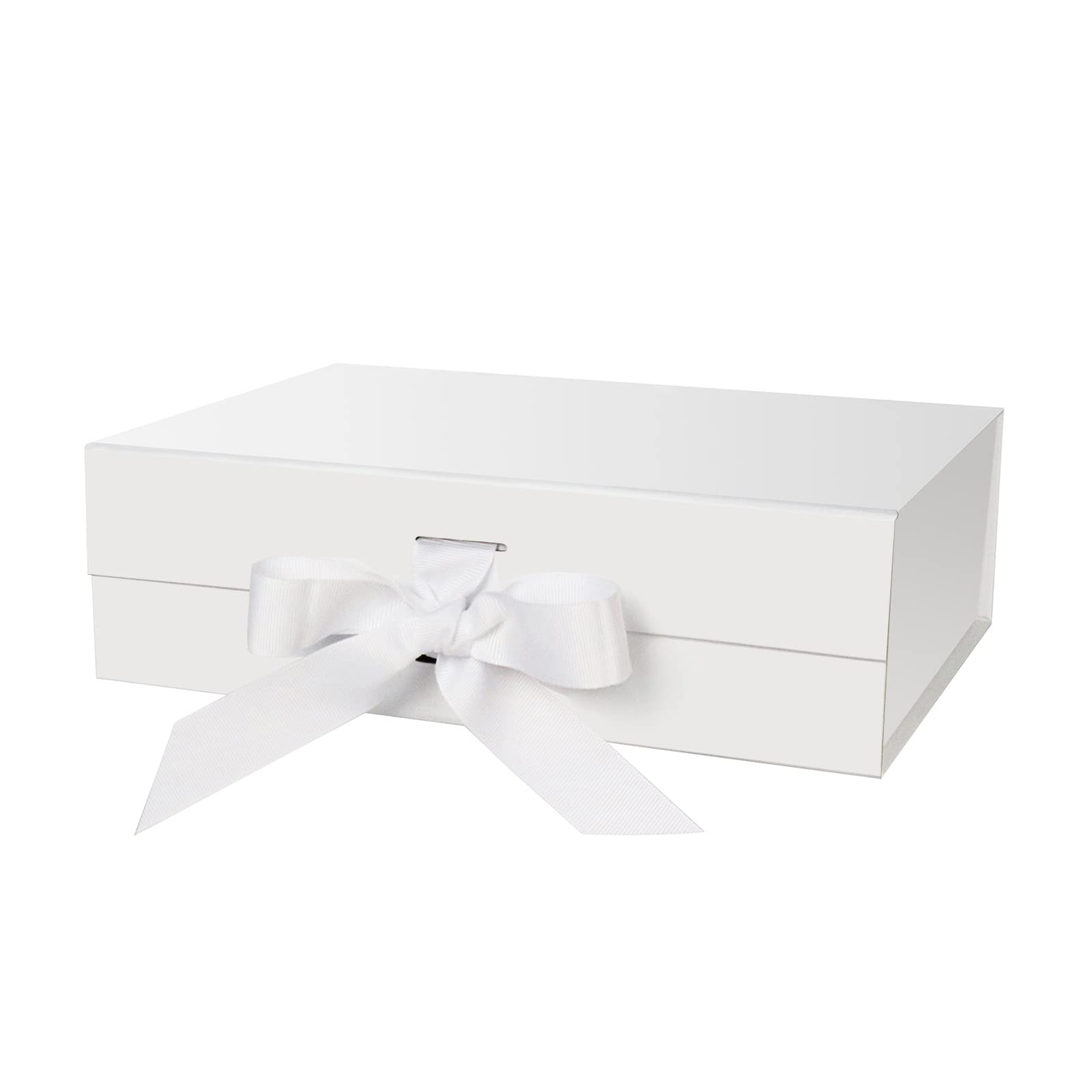 DaiJoob Gift Box with Lid for Presents 10.5x7.5x3.1 Inches with Ribbon and Magnetic Closure(1-Pack) (Black)
