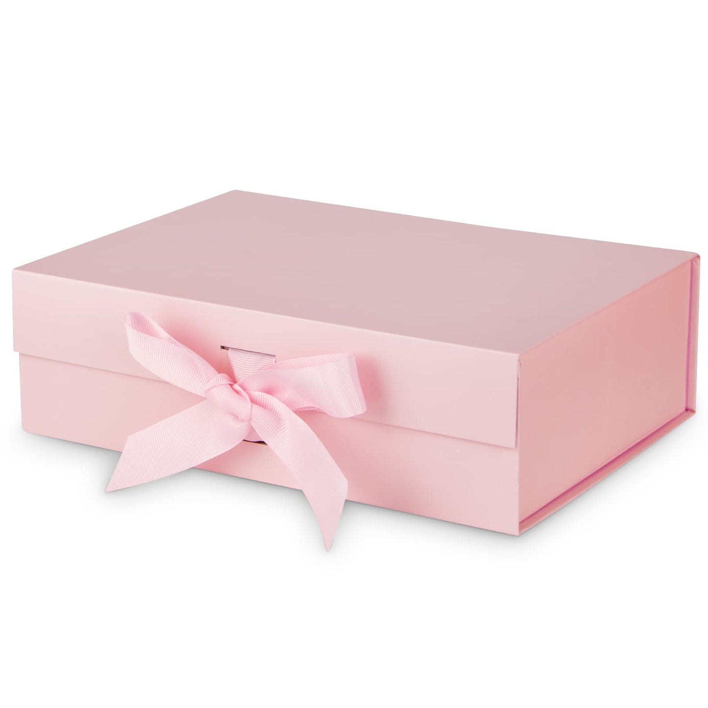 DaiJoob Gift Box with Lid for Presents 10.5x7.5x3.1 Inches with Ribbon and Magnetic Closure(1-Pack) (Black)
