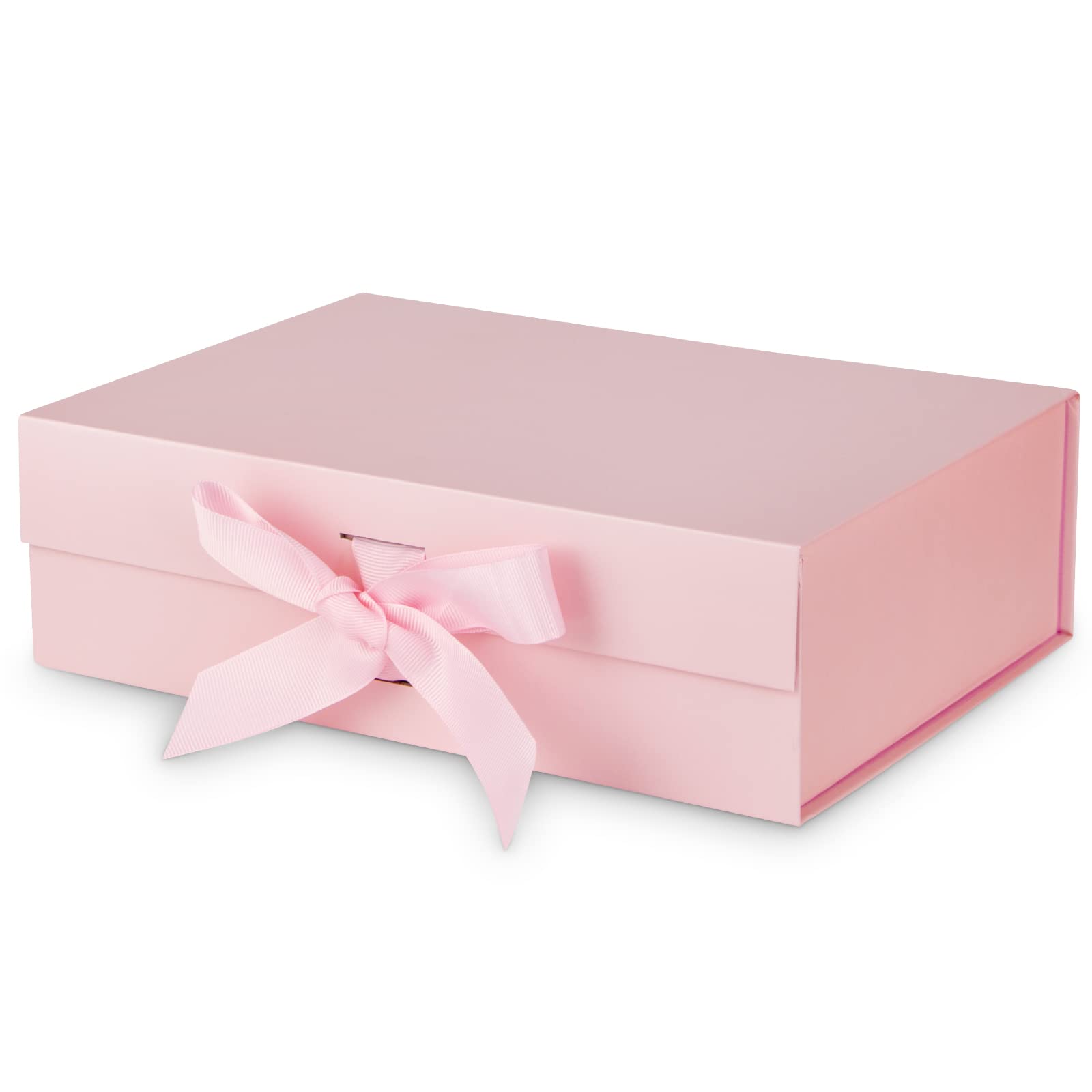DaiJoob Gift Box with Lid for Presents 10.5x7.5x3.1 Inches with Ribbon and Magnetic Closure(1-Pack) (Black)