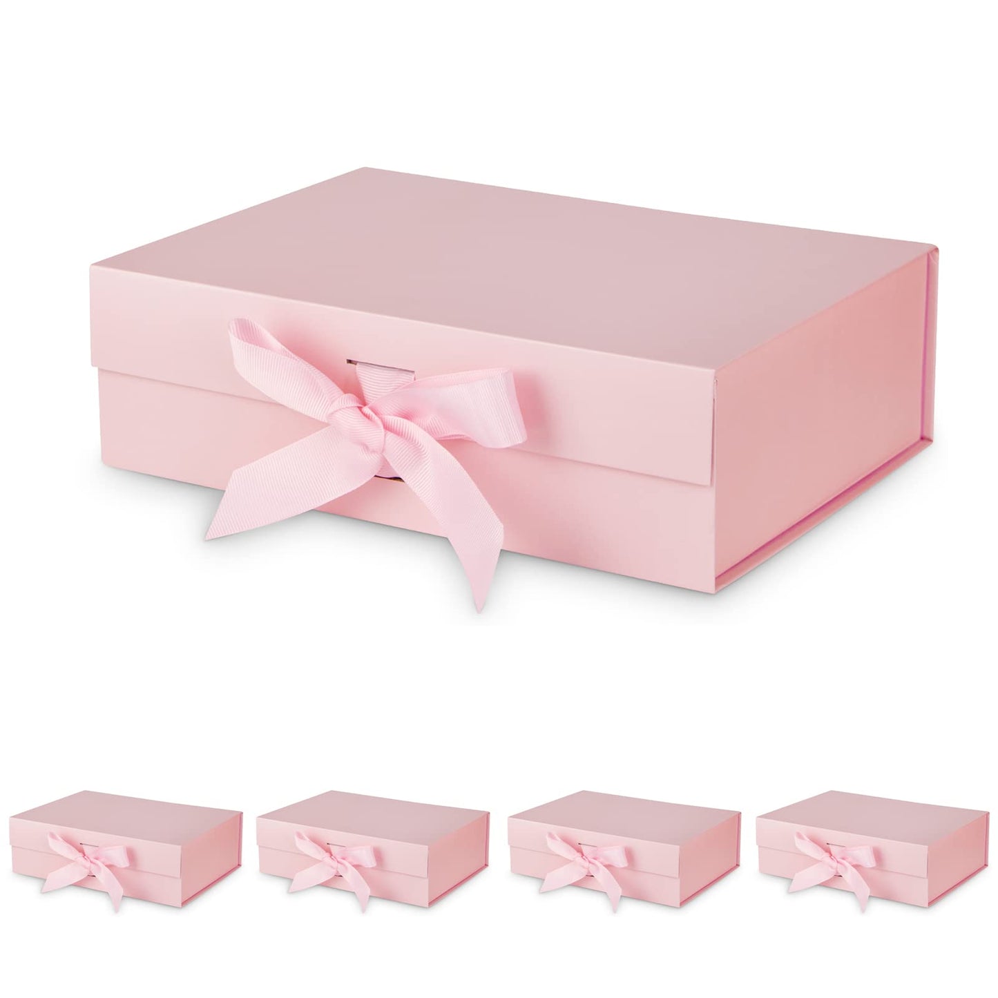DaiJoob Gift Box with Lid for Presents 10.5x7.5x3.1 Inches with Ribbon and Magnetic Closure(1-Pack) (Black)
