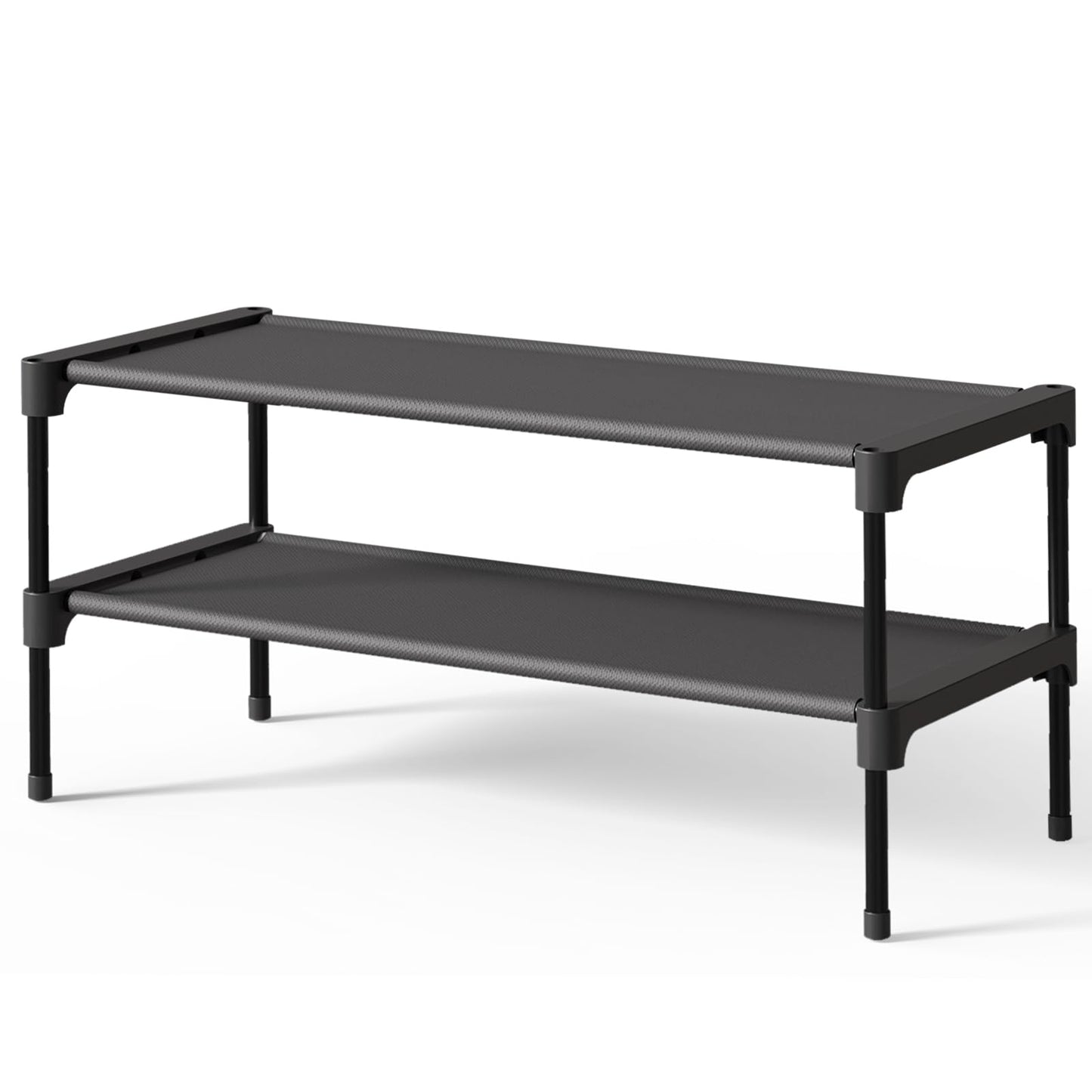 Kitsure Shoe Rack - Non-Woven Shoe Rack Shelf, Shoe Organizer for Closet, Entryway, Garage & Corridor, Stackable Shoe Shelves, 27.5" Wide - 3 Tier, Black