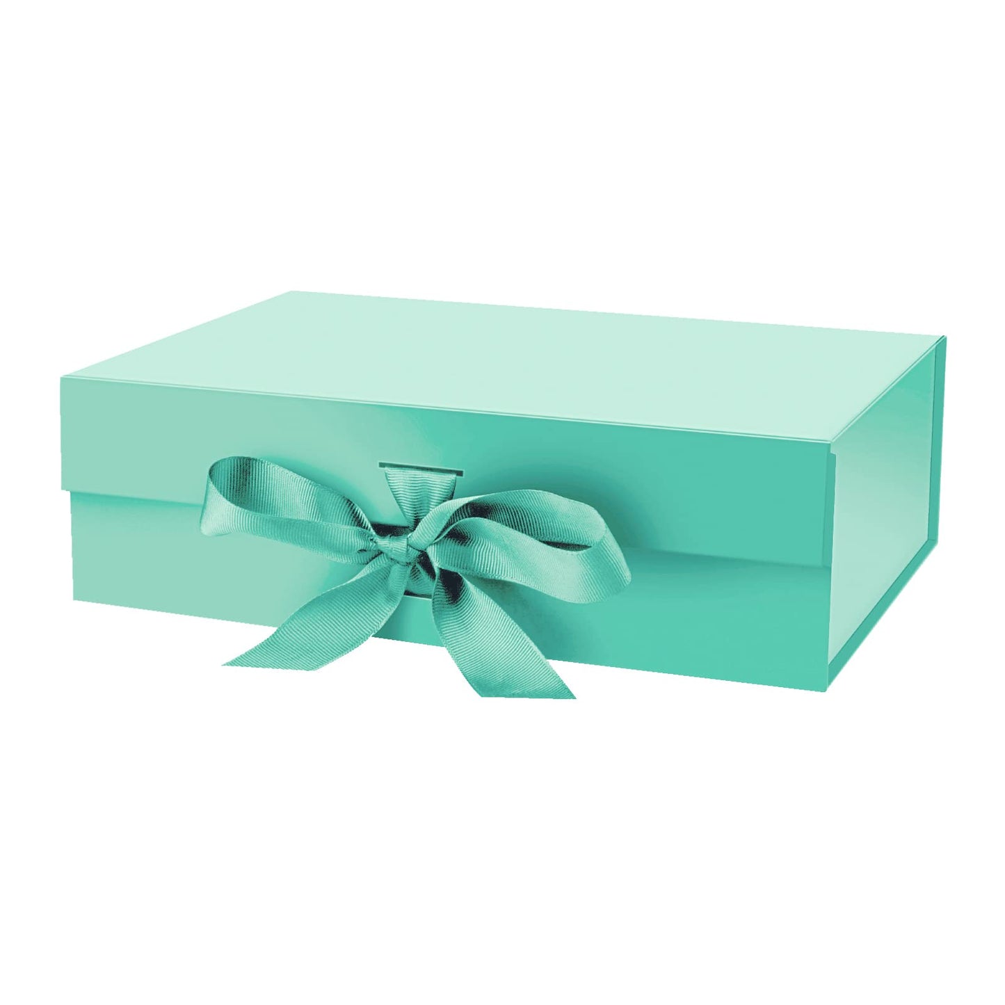 DaiJoob Gift Box with Lid for Presents 10.5x7.5x3.1 Inches with Ribbon and Magnetic Closure(1-Pack) (Black)