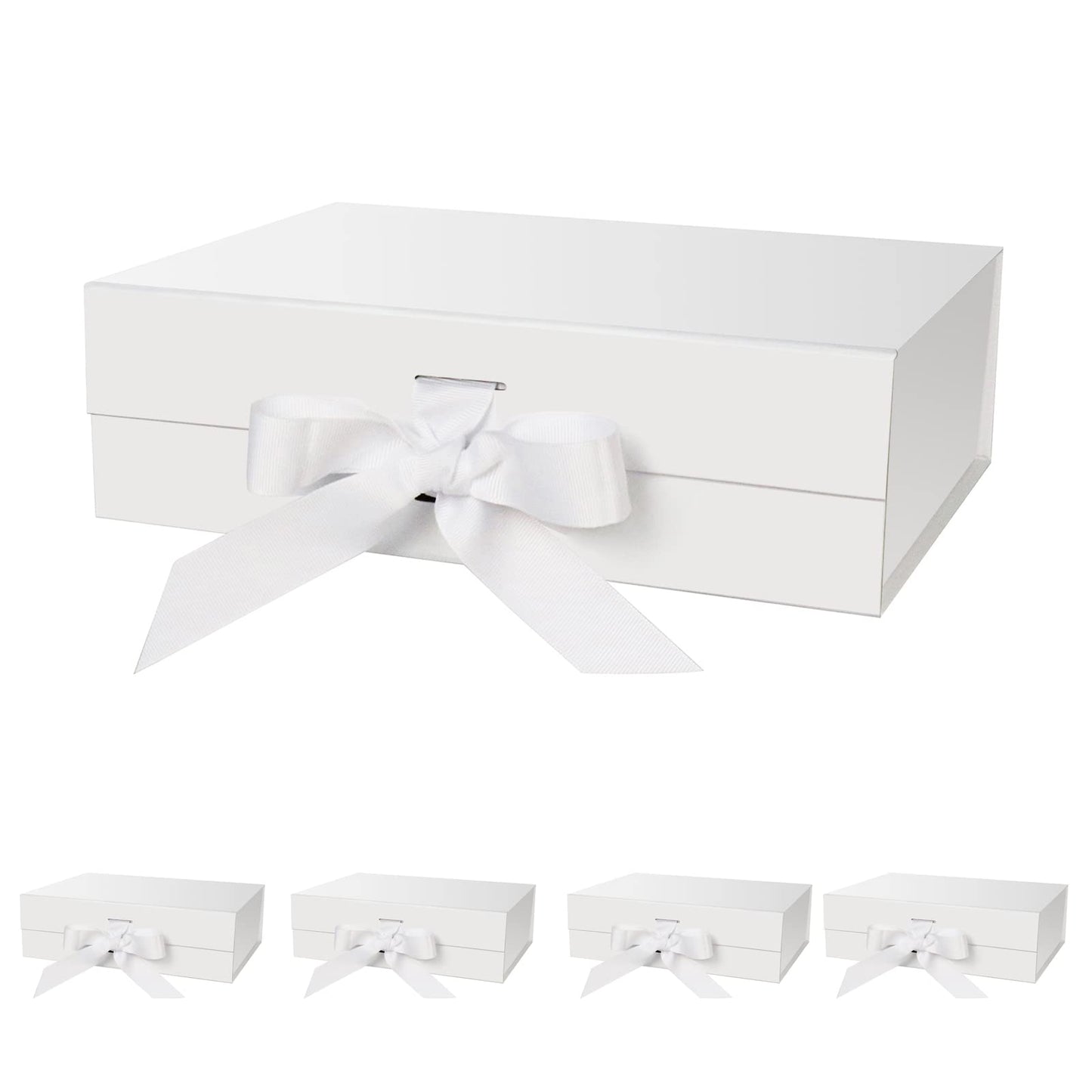 DaiJoob Gift Box with Lid for Presents 10.5x7.5x3.1 Inches with Ribbon and Magnetic Closure(1-Pack) (Black)