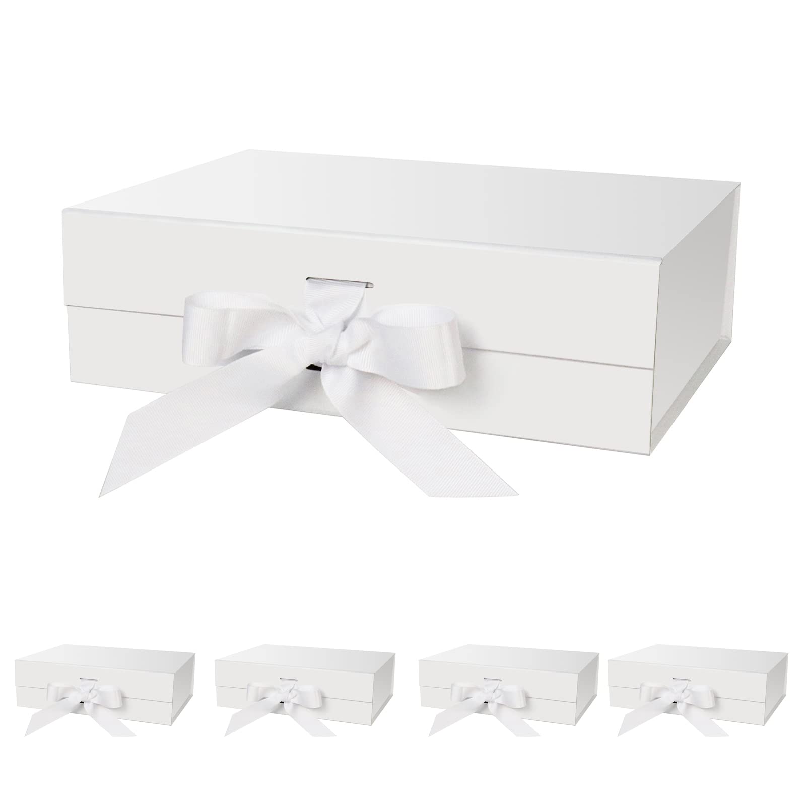 DaiJoob Gift Box with Lid for Presents 10.5x7.5x3.1 Inches with Ribbon and Magnetic Closure(1-Pack) (Black)
