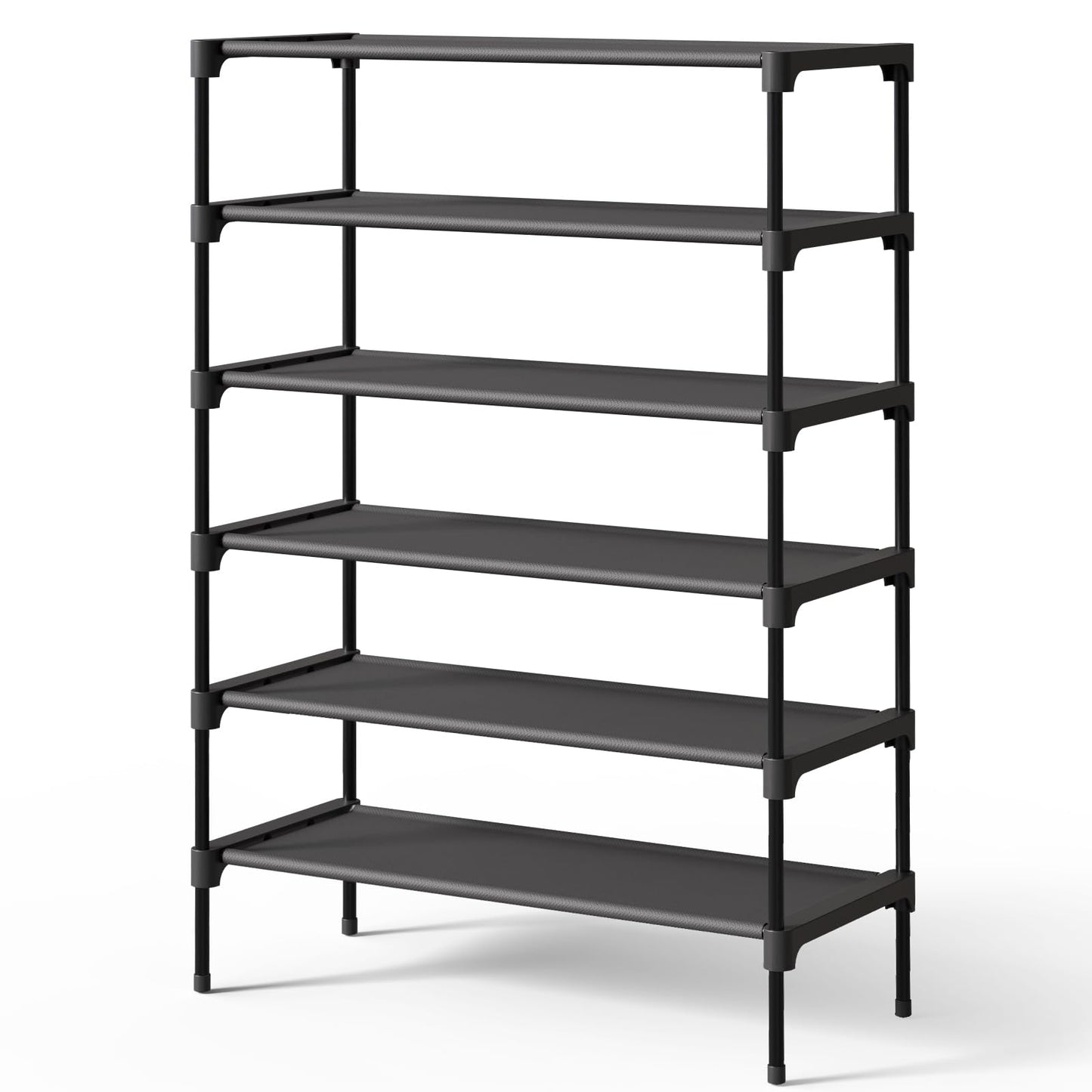 Kitsure Shoe Rack - Non-Woven Shoe Rack Shelf, Shoe Organizer for Closet, Entryway, Garage & Corridor, Stackable Shoe Shelves, 27.5" Wide - 3 Tier, Black
