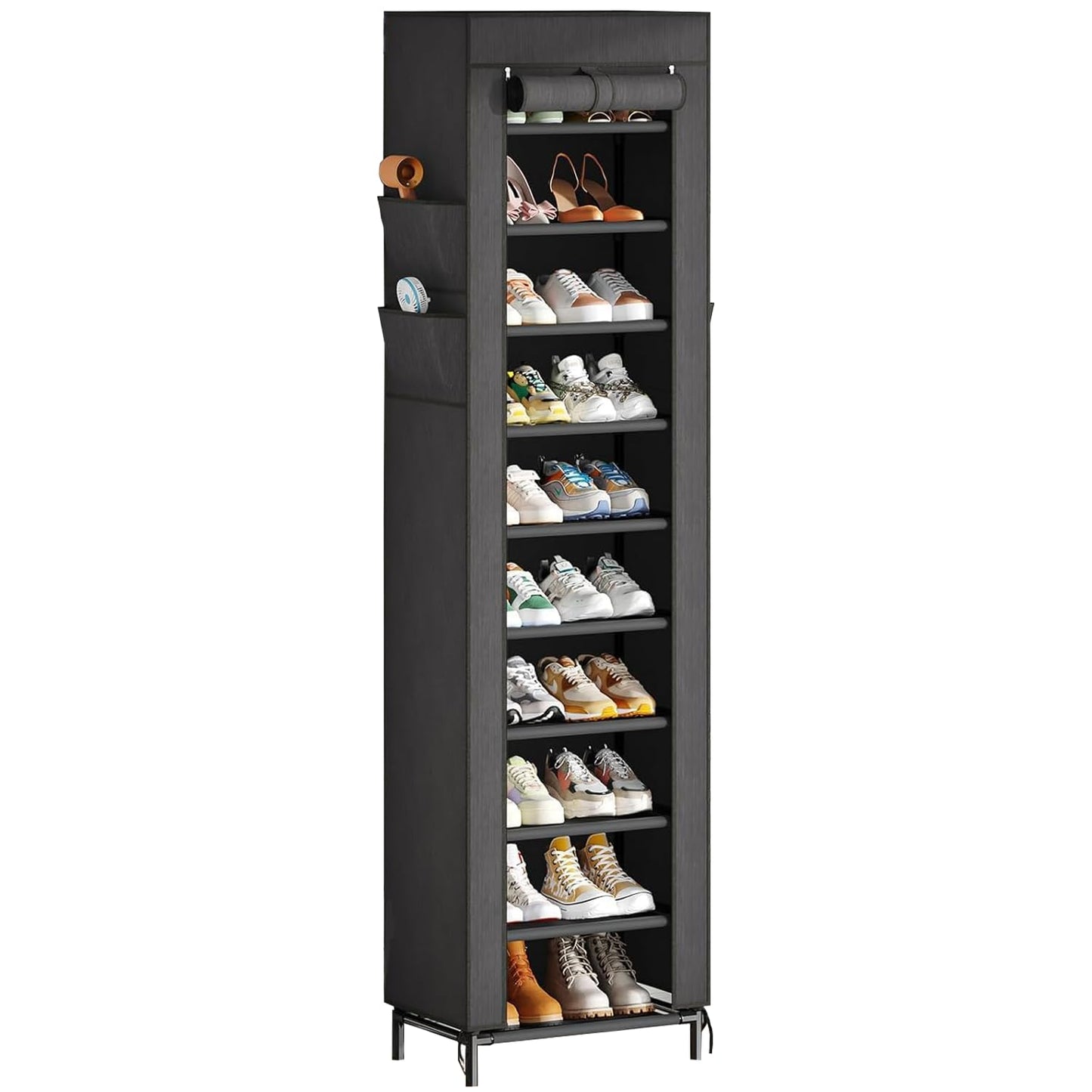 Simple Trending Tall Shoe Rack Storage Holds 40 Pairs, 10 Tier Shoe Organizer Shelf Large Capacity for Entryway Closet, Black