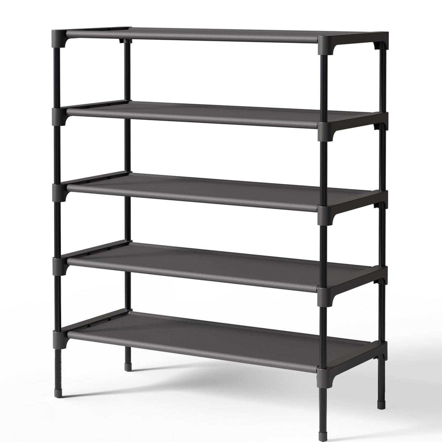 Kitsure Shoe Rack - Non-Woven Shoe Rack Shelf, Shoe Organizer for Closet, Entryway, Garage & Corridor, Stackable Shoe Shelves, 27.5" Wide - 3 Tier, Black