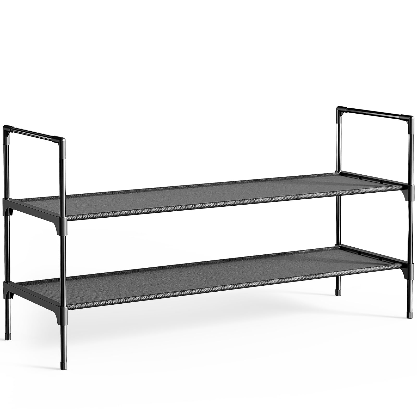 Kitsure Shoe Rack - 3-Tier Shoe Organizer, Shoe Rack for Closet, Entryway, Bedroom, Easy- Assembly Storage Shelf with Side Handles, 27.6" Wide - 3 Tiers, Black