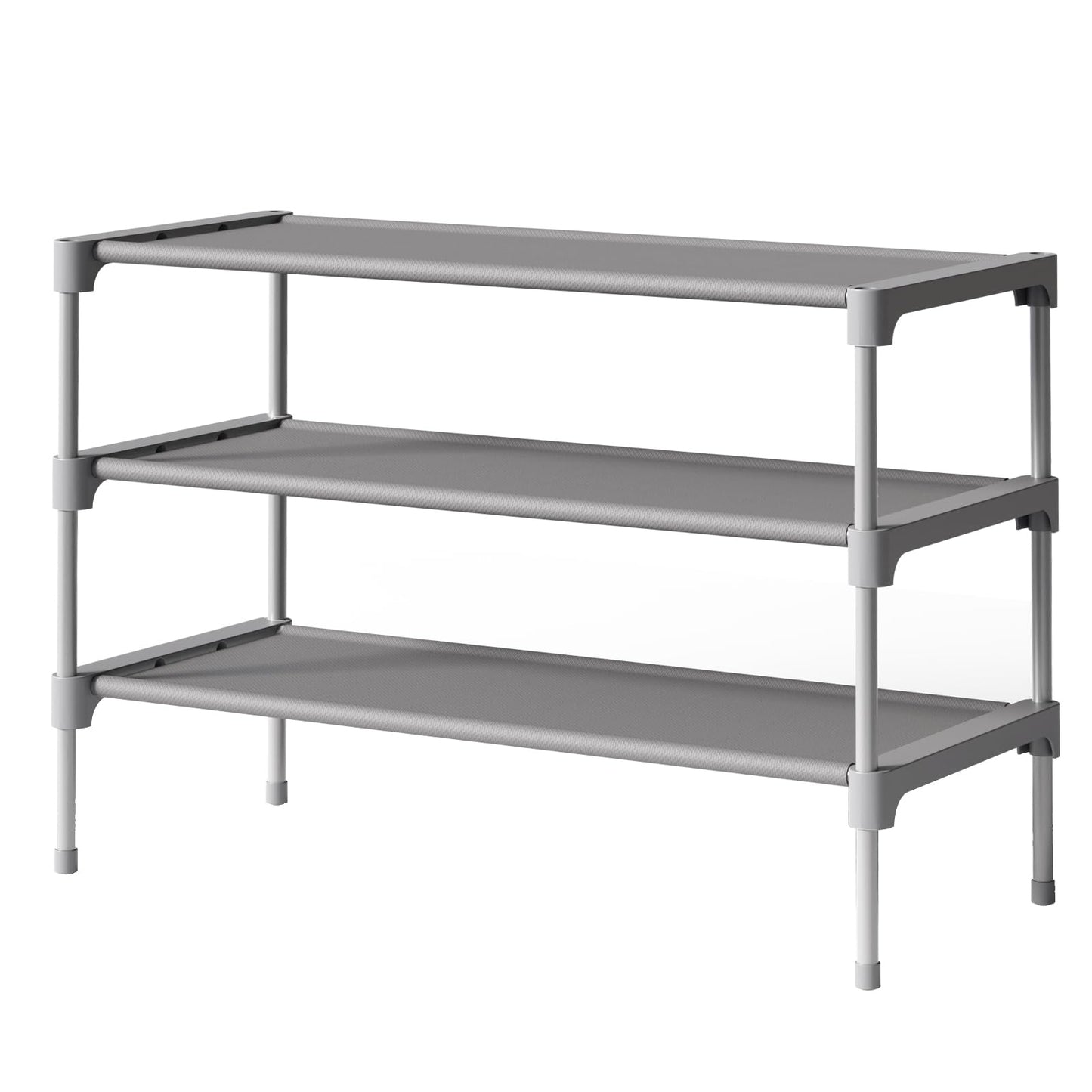 Kitsure Shoe Rack - Non-Woven Shoe Rack Shelf, Shoe Organizer for Closet, Entryway, Garage & Corridor, Stackable Shoe Shelves, 27.5" Wide - 3 Tier, Black