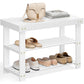 SONGMICS Shoe Rack Bench, 3-Tier Bamboo Shoe Storage Organizer, Entryway Bench, Holds Up to 286 lb, 11.3 x 27.6 x 17.8 Inches, for Entryway Bathroom Bedroom, Ink Black ULBS04H