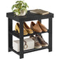 SONGMICS Shoe Rack Bench, 3-Tier Bamboo Shoe Storage Organizer, Entryway Bench, Holds Up to 286 lb, 11.3 x 27.6 x 17.8 Inches, for Entryway Bathroom Bedroom, Ink Black ULBS04H