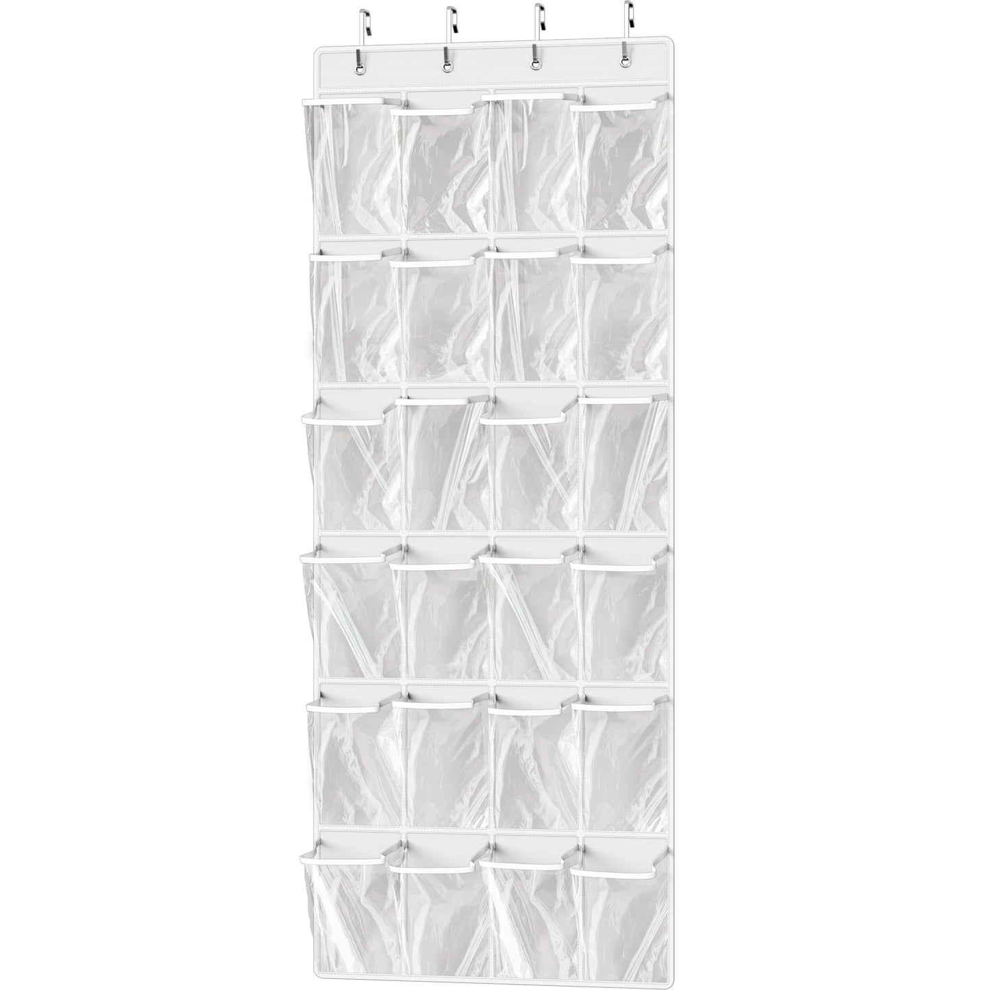 Simple Houseware 24 Pockets - Crystal Clear Over The Door Hanging Shoe Organizer, Gray (64'' x 19'')