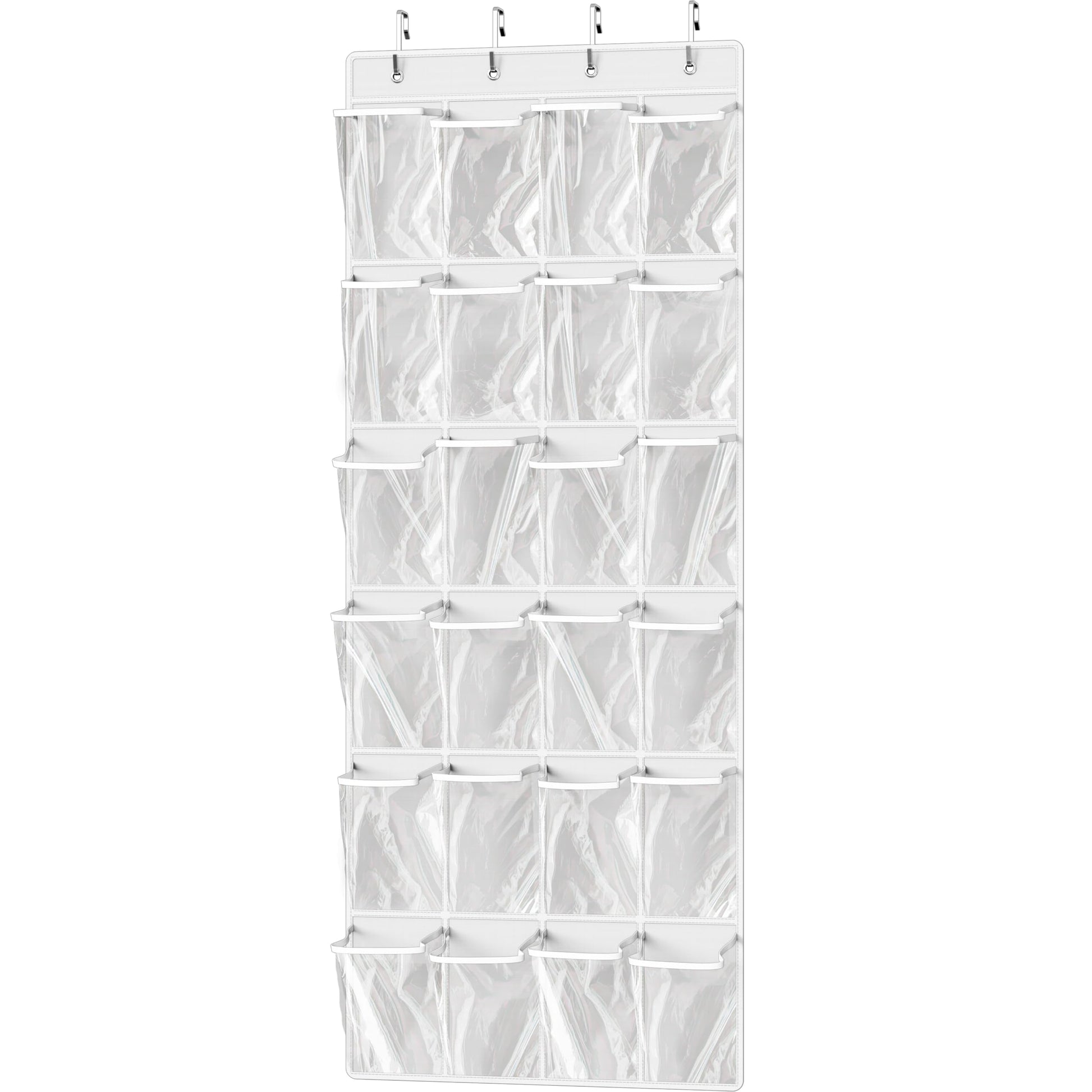 Simple Houseware 24 Pockets - Crystal Clear Over The Door Hanging Shoe Organizer, Gray (64'' x 19'')