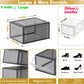 7 code Thicken & Sturdy Clear Shoe Storage Organizer with Magnetic Door, Stackable Boxes for Closet, Foldable Shoe Rack for Sneaker Boot Container, Plastic Shoe Cabinet Shoe Box 6 Pack, Black