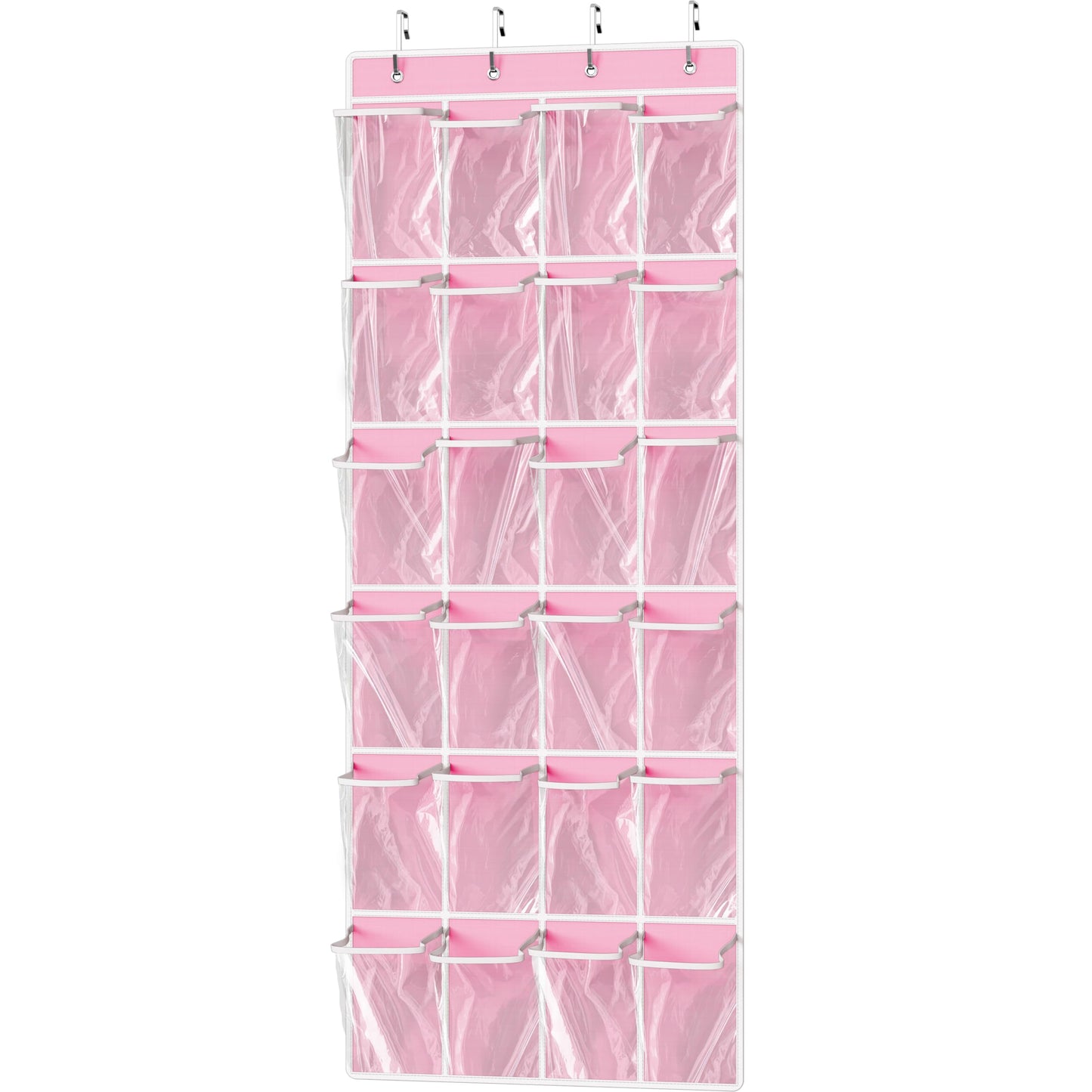 Simple Houseware 24 Pockets - Crystal Clear Over The Door Hanging Shoe Organizer, Gray (64'' x 19'')