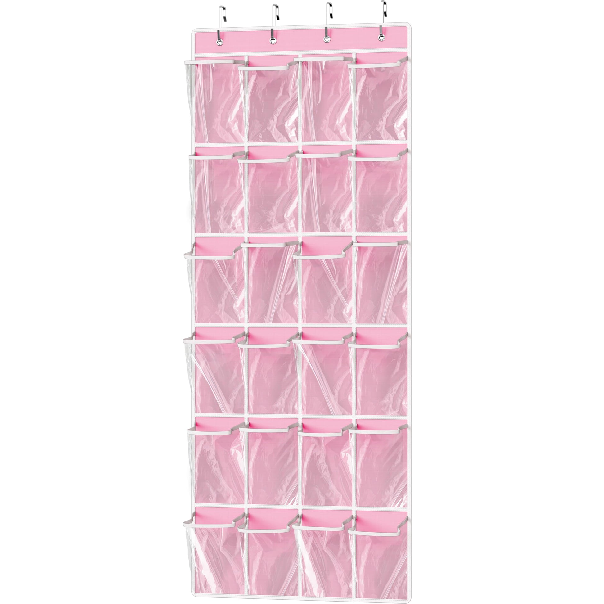 Simple Houseware 24 Pockets - Crystal Clear Over The Door Hanging Shoe Organizer, Gray (64'' x 19'')