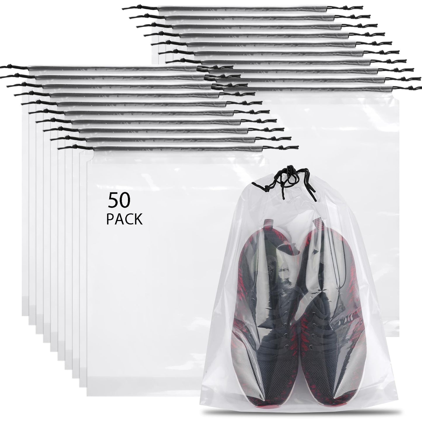 20 Pack Shoe Bags for Travel, 15.7" x 11.8" Clear Travel Shoe Bags for Packing, Large Waterproof Portable Drawstring Travel Shoe Storage Bag Travel Essentials Women for and Men