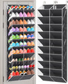 UVIAHOMI 20-30 Pairs Over the Door Shoe Organizer, Clear Pockets Hanging Shoe Storage for Closet, 10-Tier Door Shoes Rack, Handing Shoes Holder Fit All the Family's Sneakers, Boots, Heels, Black