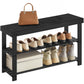 SONGMICS Shoe Rack Bench, 3-Tier Bamboo Shoe Storage Organizer, Entryway Bench, Holds Up to 286 lb, 11.3 x 27.6 x 17.8 Inches, for Entryway Bathroom Bedroom, Ink Black ULBS04H