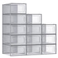 SONGMICS Shoe Boxes, Pack of 12 Shoe Storage Organizers, Stackable Clear Plastic Boxes for Closet, Sneakers, 13.1 x 9.1 x 5.6 Inches, Transparent and White ULSP12SWT