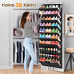 UVIAHOMI 20-30 Pairs Over the Door Shoe Organizer, Clear Pockets Hanging Shoe Storage for Closet, 10-Tier Door Shoes Rack, Handing Shoes Holder Fit All the Family's Sneakers, Boots, Heels, Black