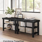 SONGMICS Shoe Rack Bench, 3-Tier Bamboo Shoe Storage Organizer, Entryway Bench, Holds Up to 286 lb, 11.3 x 27.6 x 17.8 Inches, for Entryway Bathroom Bedroom, Ink Black ULBS04H