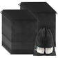 12 Pack Large Shoe Bags for Packing with Clear Window, Dustproof Drawstring Travel Shoe Storage Bags for Men & Women, Black