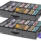 Onlyeasy Sturdy Under Bed Shoe Storage Organizer, Set of 2, Fit 12 to 24 Pairs, Underbed Shoes Closet Storage Solution with Clear Window, Breathable, L29.3 x W23.6 x H5.9, Linen-like Black, MXAUBSB2P