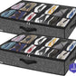 Onlyeasy Sturdy Under Bed Shoe Storage Organizer, Set of 2, Fit 12 to 24 Pairs, Underbed Shoes Closet Storage Solution with Clear Window, Breathable, L29.3 x W23.6 x H5.9, Linen-like Black, MXAUBSB2P
