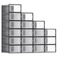 SONGMICS Shoe Boxes, Pack of 12 Shoe Storage Organizers, Stackable Clear Plastic Boxes for Closet, Sneakers, 13.1 x 9.1 x 5.6 Inches, Transparent and White ULSP12SWT