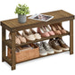SONGMICS Shoe Rack Bench, 3-Tier Bamboo Shoe Storage Organizer, Entryway Bench, Holds Up to 286 lb, 11.3 x 27.6 x 17.8 Inches, for Entryway Bathroom Bedroom, Ink Black ULBS04H