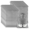 12 Pack Large Shoe Bags for Packing with Clear Window, Dustproof Drawstring Travel Shoe Storage Bags for Men & Women, Black
