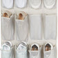 Amazon Basics 24 Medium Mesh Pocket Over-the-Door Hanging Shoe Organizer, Space Saving Shoe Storage, Light Grey | Over-the-Door, 24