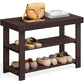 SONGMICS Shoe Rack Bench, 3-Tier Bamboo Shoe Storage Organizer, Entryway Bench, Holds Up to 286 lb, 11.3 x 27.6 x 17.8 Inches, for Entryway Bathroom Bedroom, Ink Black ULBS04H