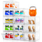 7 code Thicken & Sturdy Clear Shoe Storage Organizer with Magnetic Door, Stackable Boxes for Closet, Foldable Shoe Rack for Sneaker Boot Container, Plastic Shoe Cabinet Shoe Box 6 Pack, Black