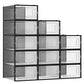 SONGMICS Shoe Boxes, Pack of 12 Shoe Storage Organizers, Stackable Clear Plastic Boxes for Closet, Sneakers, 13.1 x 9.1 x 5.6 Inches, Transparent and White ULSP12SWT